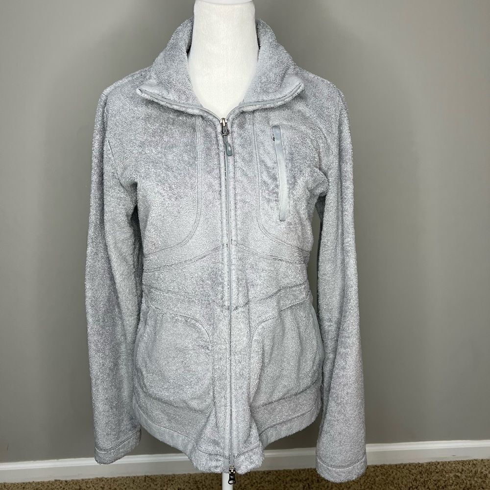 Athleta embroidered terry fleece jacket